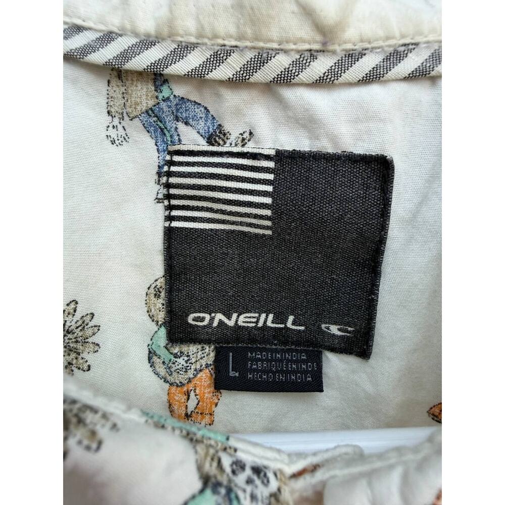 O'Neill Men's L Skeleton Surf Guitar Print Short Sleeve Button Up Shirt - Picture 3 of 8